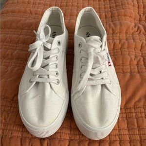 Superga white platform shoes